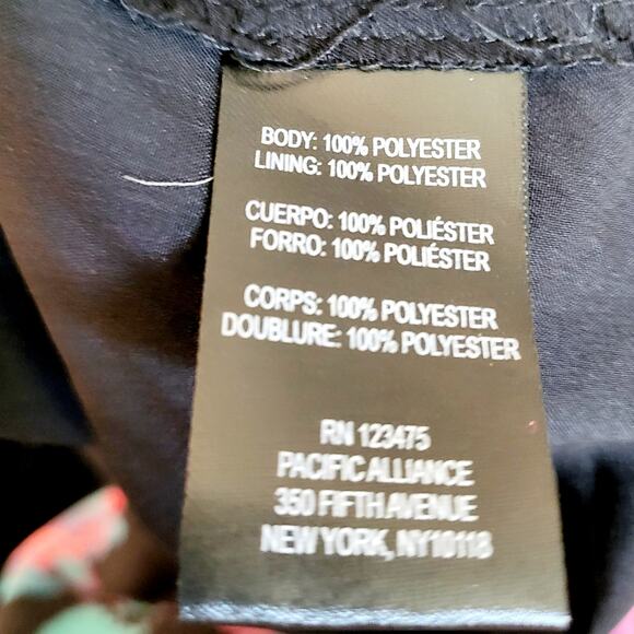 Tahari Arthur S Levine ASL Black Multicolor Floral Print Pleated AOP Dress Sz 6 - Picture 9 of 9